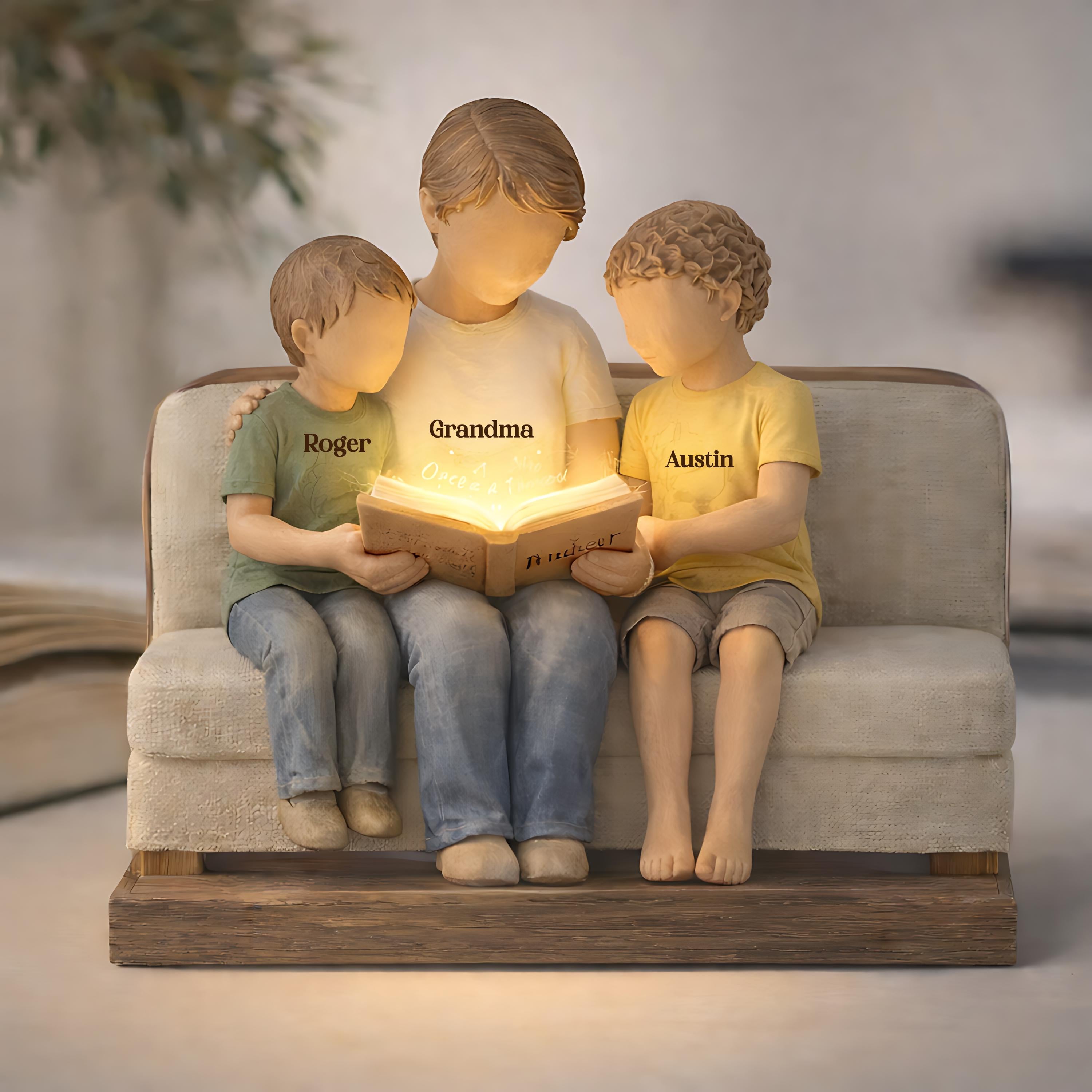 Personalized Grandma Wooden Block, Custom Grandkids Names Gift, Grandma Reading with Kids Keepsake, Mother's Day Gift For Grandma Nana Gigi