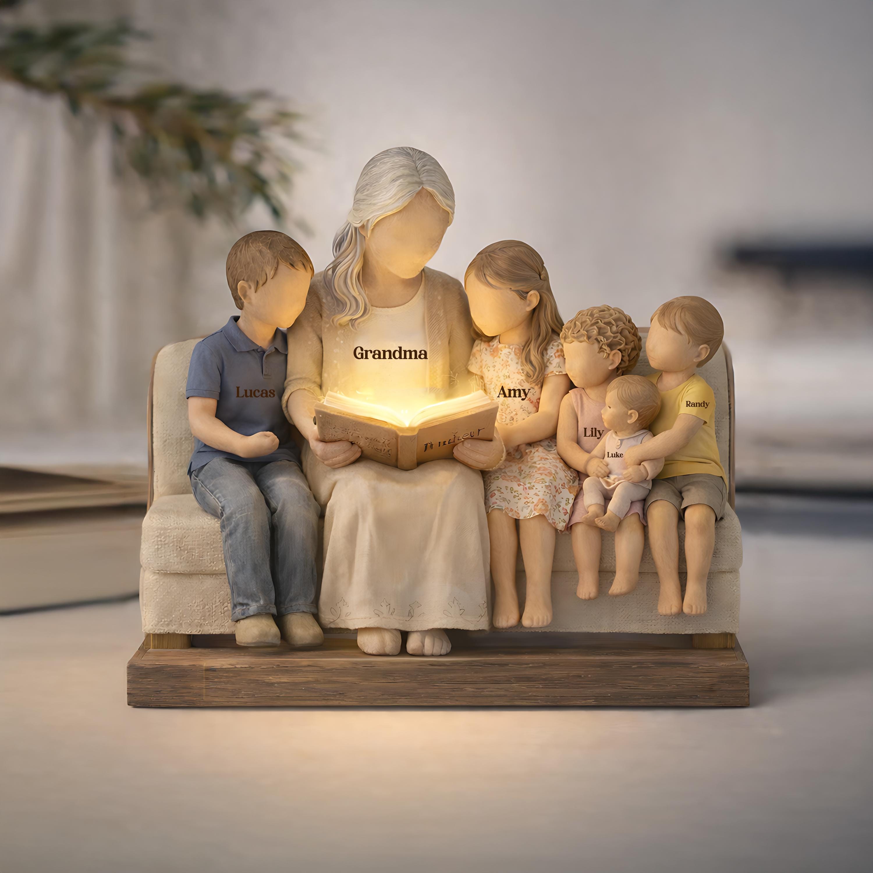 Personalized Grandma Wooden Block, Custom Grandkids Names Gift, Grandma Reading with Kids Keepsake, Mother's Day Gift For Grandma Nana Gigi