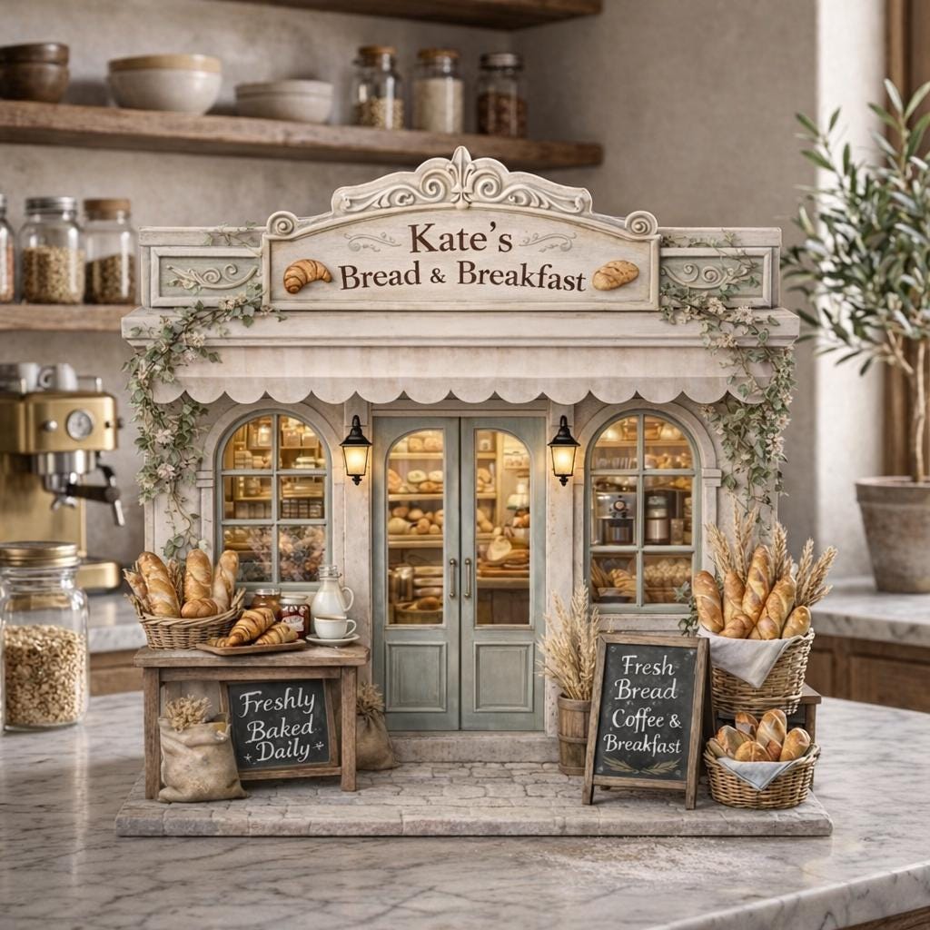 Personalized Bread & Breakfast Shop Wooden Block, Personalized Bakery Storefront Decor, Rustic Kitchen Display Gift, Shelf Decor