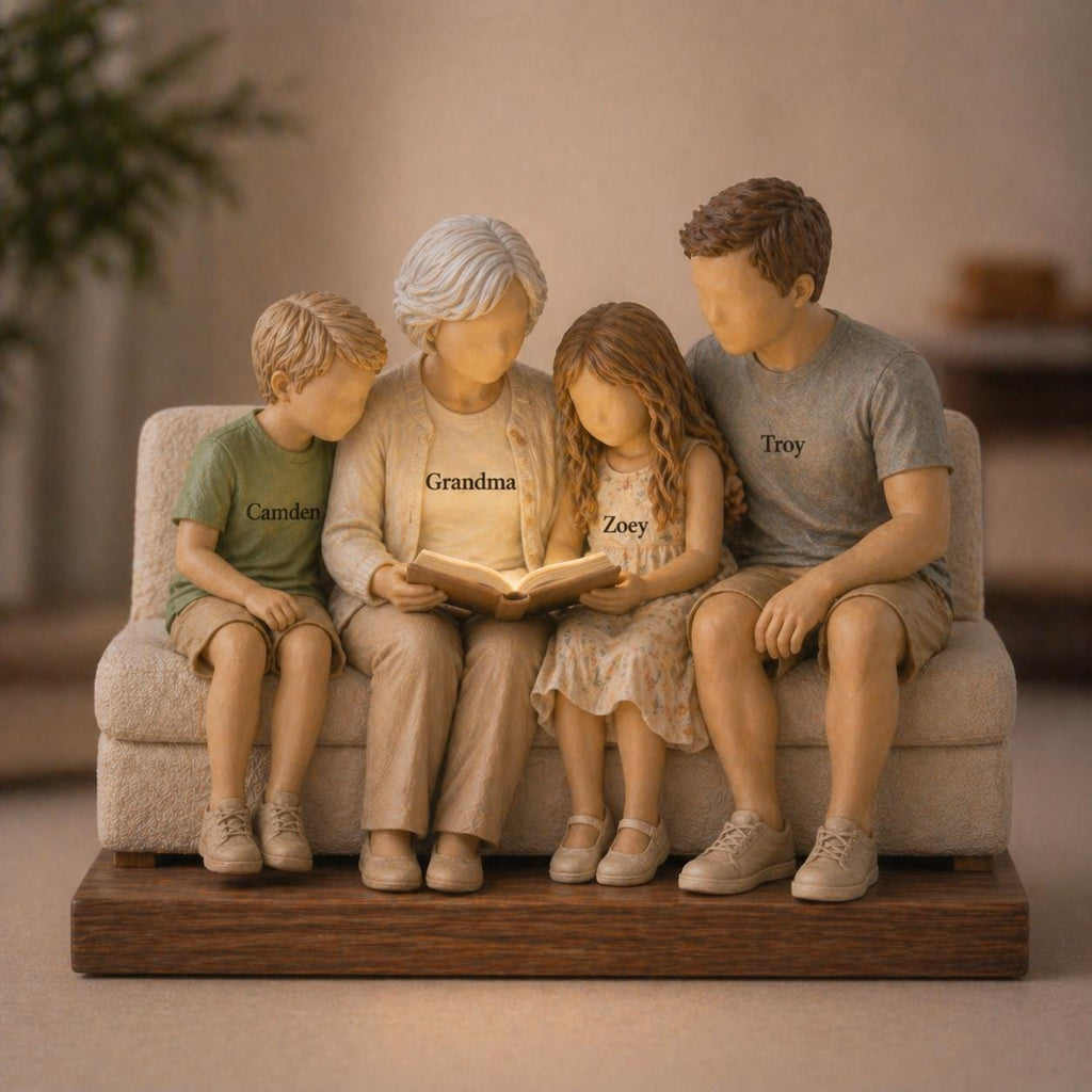 Personalized Grandma Wooden Block, Custom Grandkids Names Gift, Grandma Reading with Kids Keepsake, Mother's Day Gift For Grandma Nana Gigi