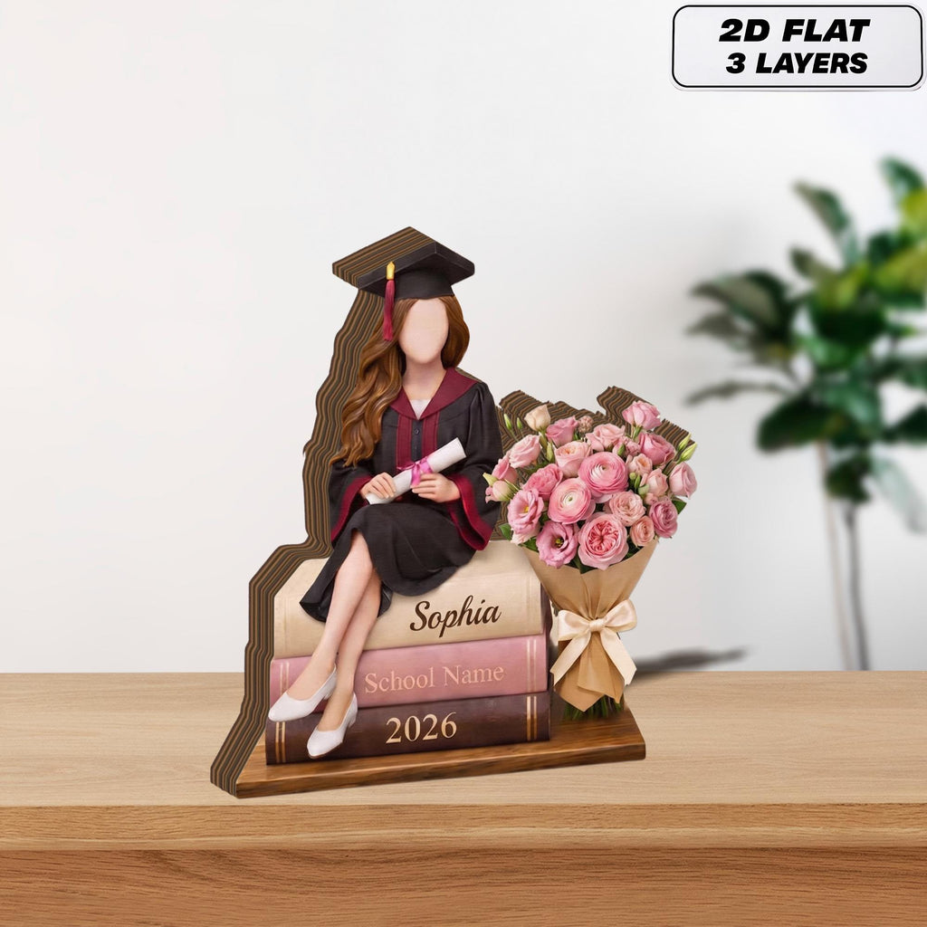 Personalized Class Of 2026 Graduation Wooden Block Gift, Custom Name Grad Party Keepsake