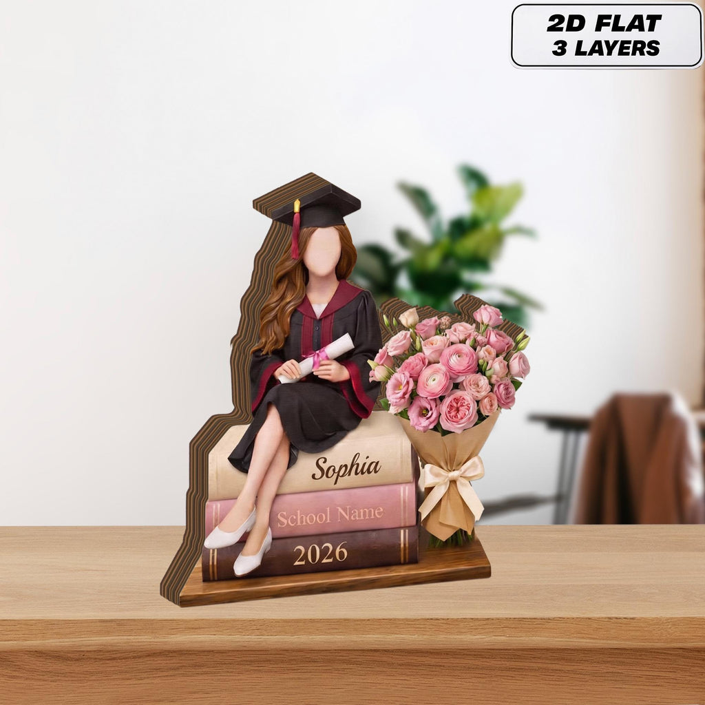 Personalized Class Of 2026 Graduation Wooden Block Gift, Custom Name Grad Party Keepsake