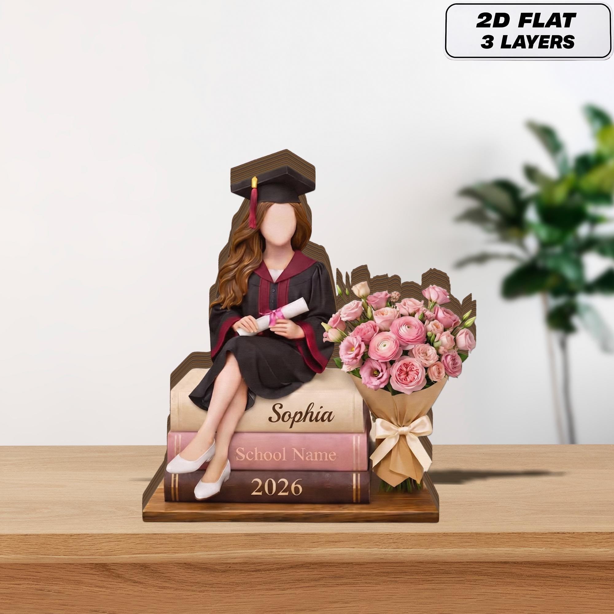 Personalized Class Of 2026 Graduation Wooden Block Gift, Custom Name Grad Party Keepsake