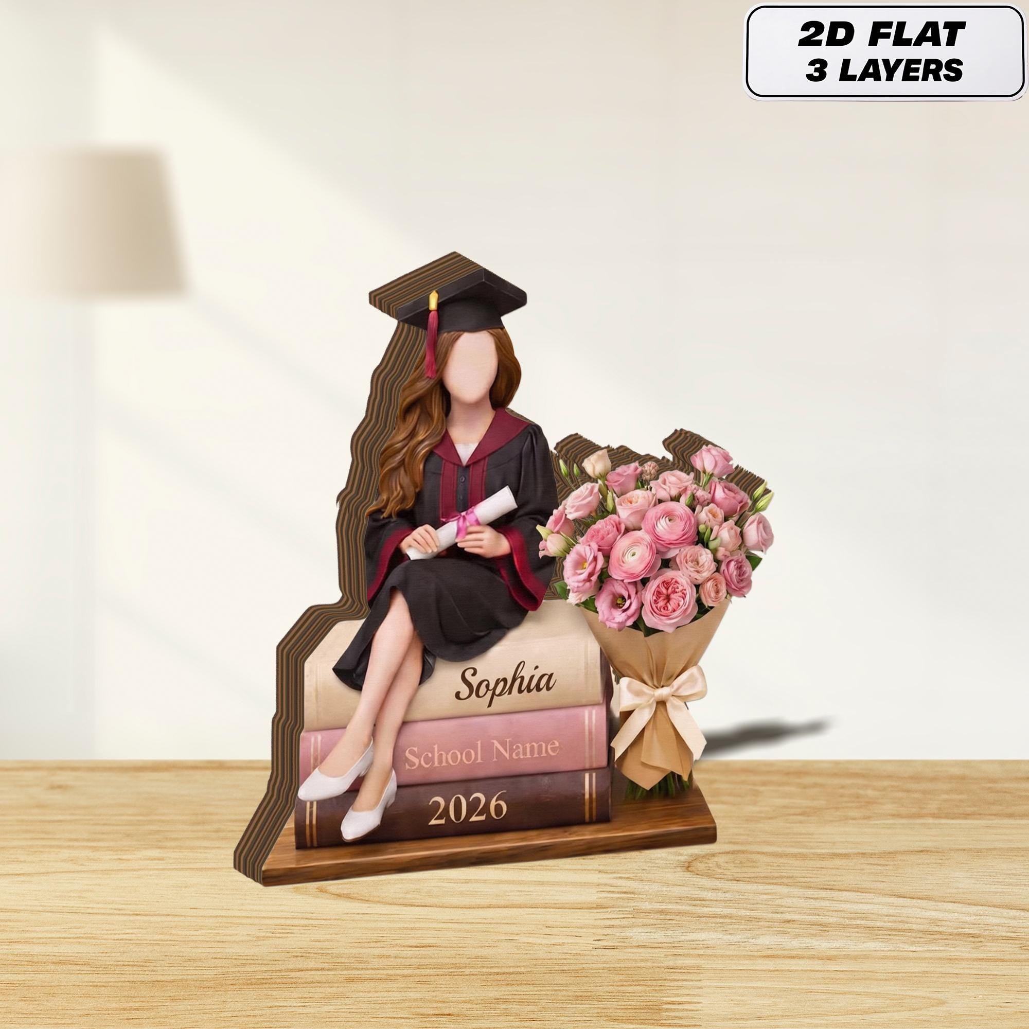 Personalized Class Of 2026 Graduation Wooden Block Gift, Custom Name Grad Party Keepsake