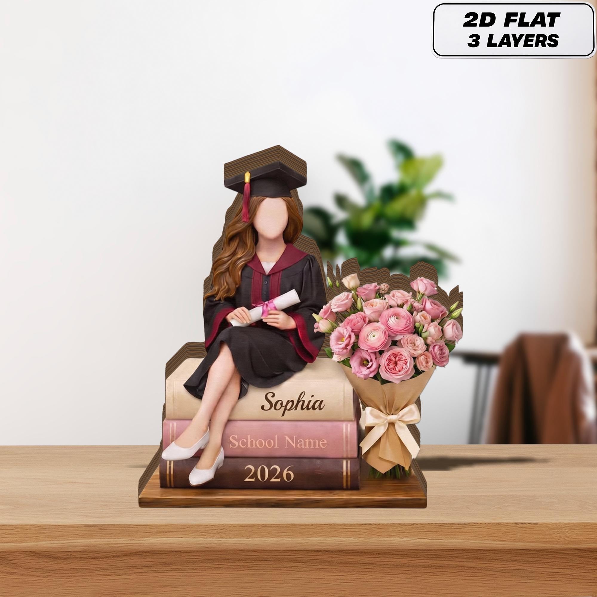 Personalized Class Of 2026 Graduation Wooden Block Gift, Custom Name Grad Party Keepsake