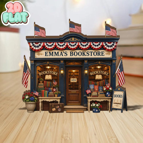 Custom Wooden Bookstore Sign, 3D Layered Wood Block Decor, Personalized Shop Name Sign