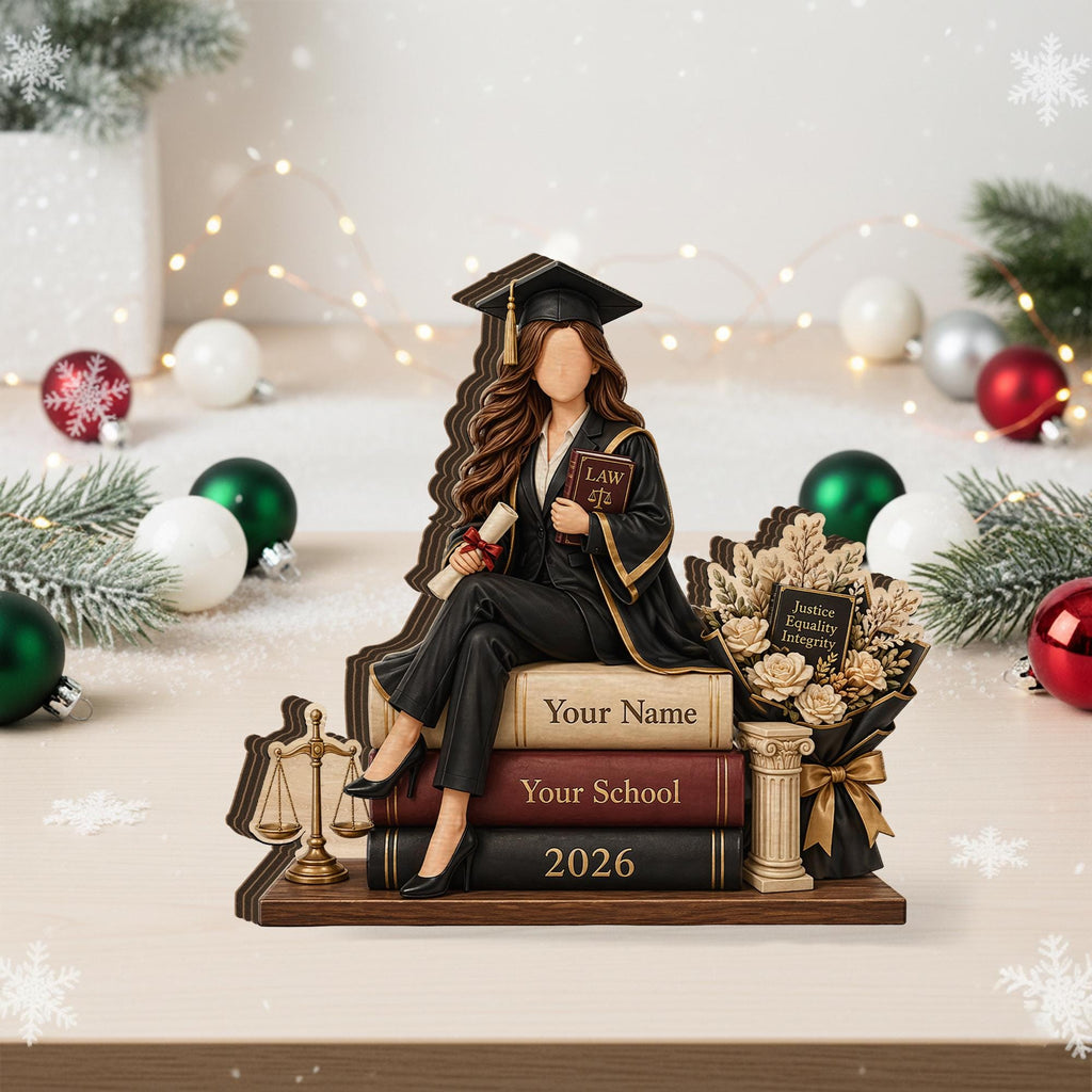 Personalized Lawyer Graduation Wooden Block: Custom Law School Desk Plaque Gift
