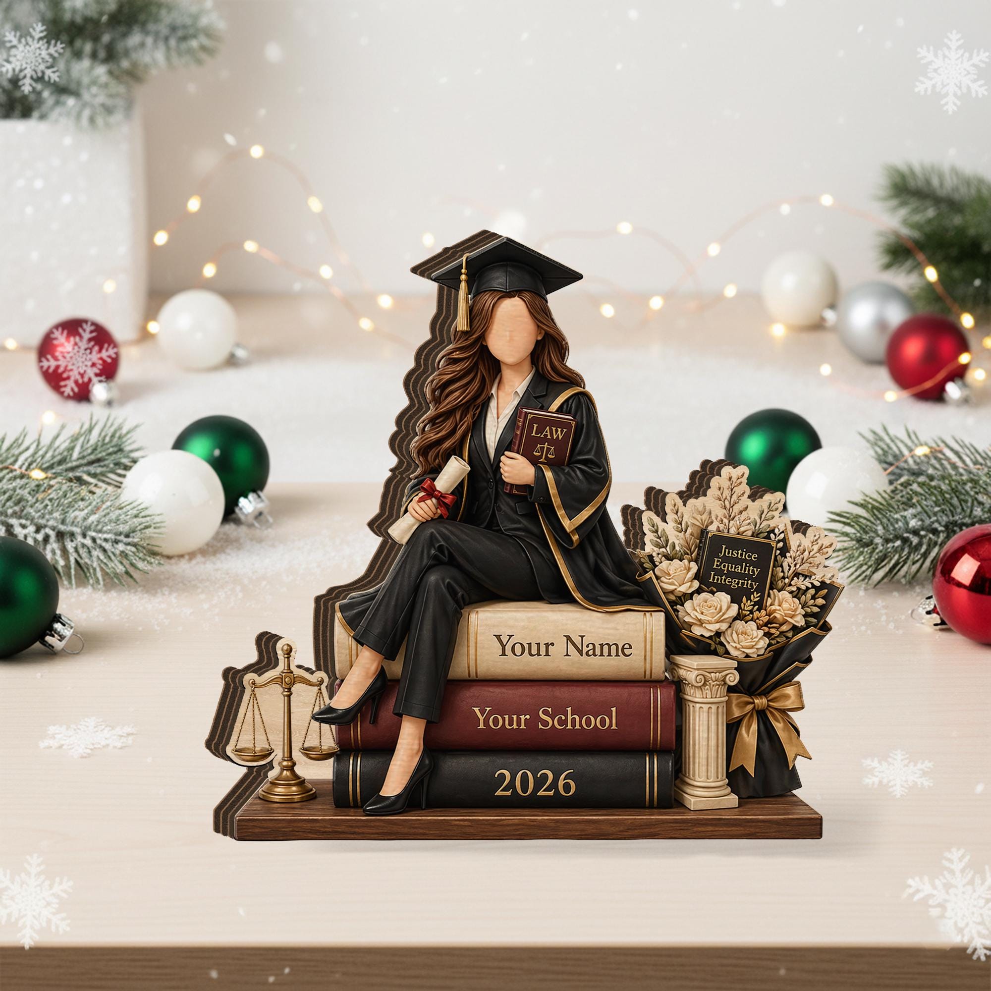 Personalized Lawyer Graduation Wooden Block: Custom Law School Desk Plaque Gift
