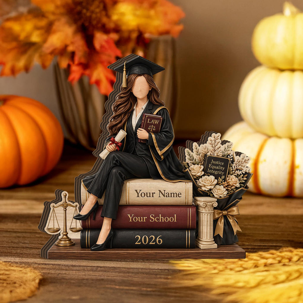 Personalized Lawyer Graduation Wooden Block: Custom Law School Desk Plaque Gift