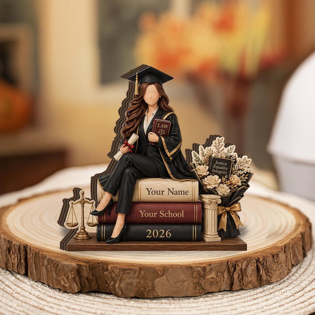 Personalized Lawyer Graduation Wooden Block: Custom Law School Desk Plaque Gift